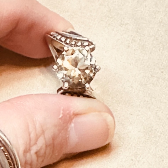 925 Sterling Silver Pale Green Round Prasiolite Bypass Ring - Picture 12 of 14